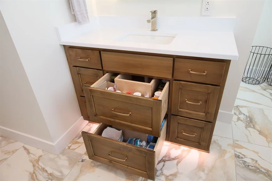 Second view of the alder vanity and mirror