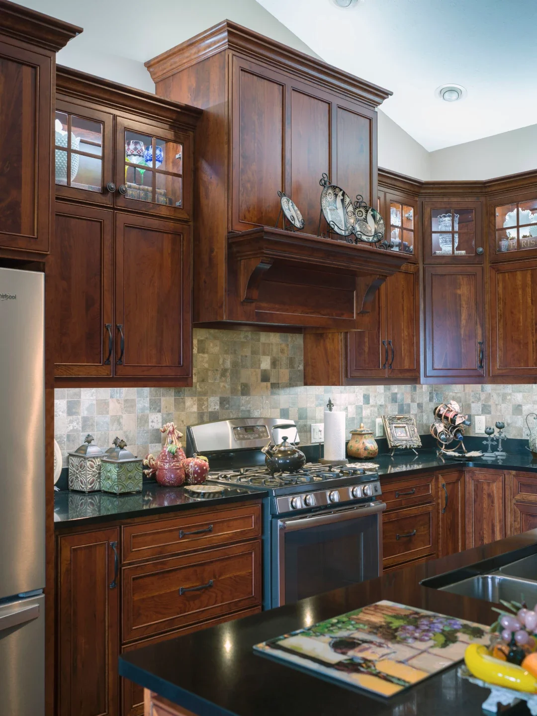 Cherry cabinetry hand built by High Point Cabinets