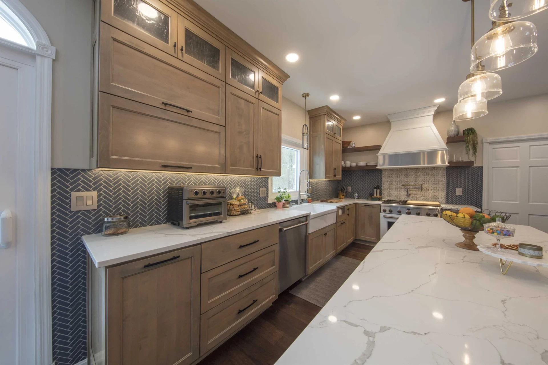 Custom maple kitchen cabinetry built and installed by High Point Cabinets